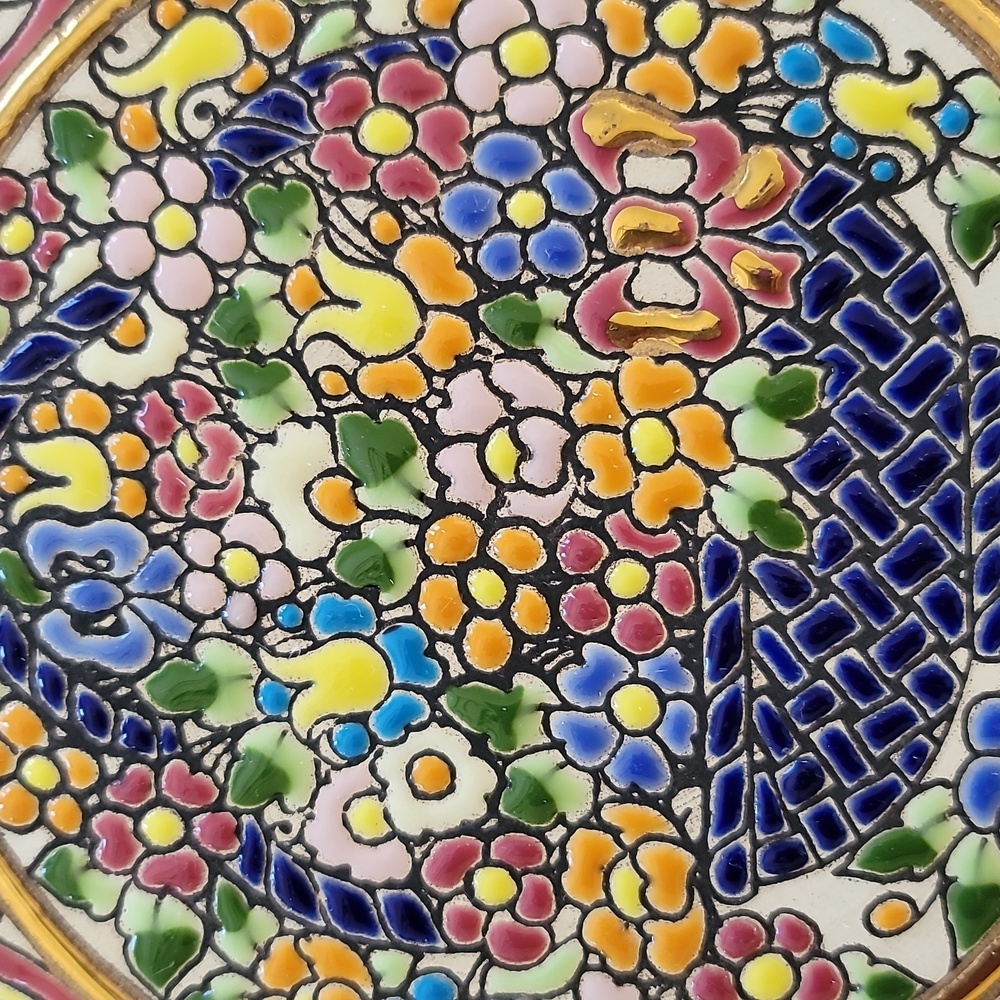 Spanish Wall Plate 24kt Gold Trim. 9” Diameter. Inlaid Hand Crafted In Sevilla - Picture 2 of 15